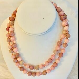 NWOT Pink Chalcedony Natural Stone Bead Necklace